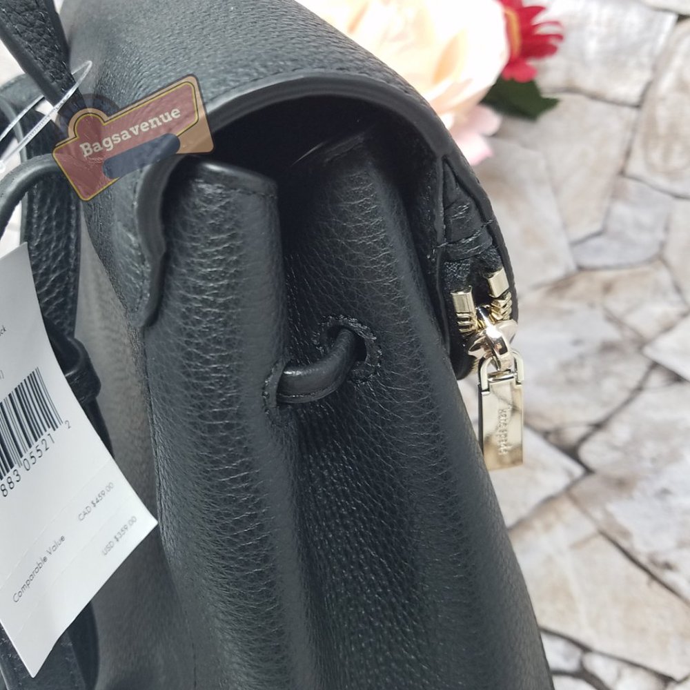 Black Medium Flap Backpack Black Leila Kate Spade - Picture 13 of 15